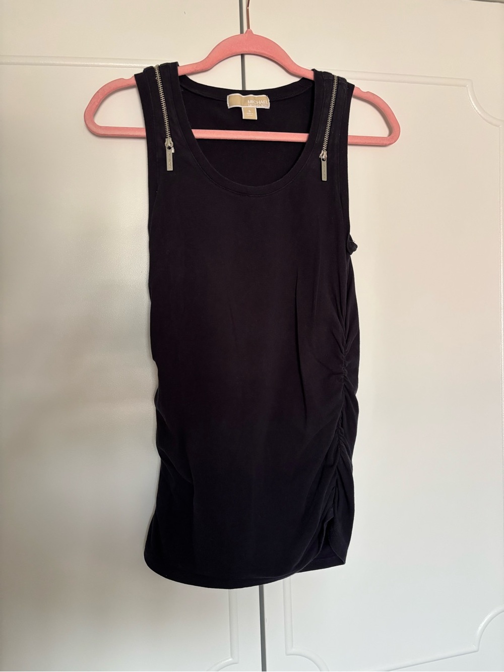 Michael Kors y2k Black Zip-Shoulder Sleeveless Tank